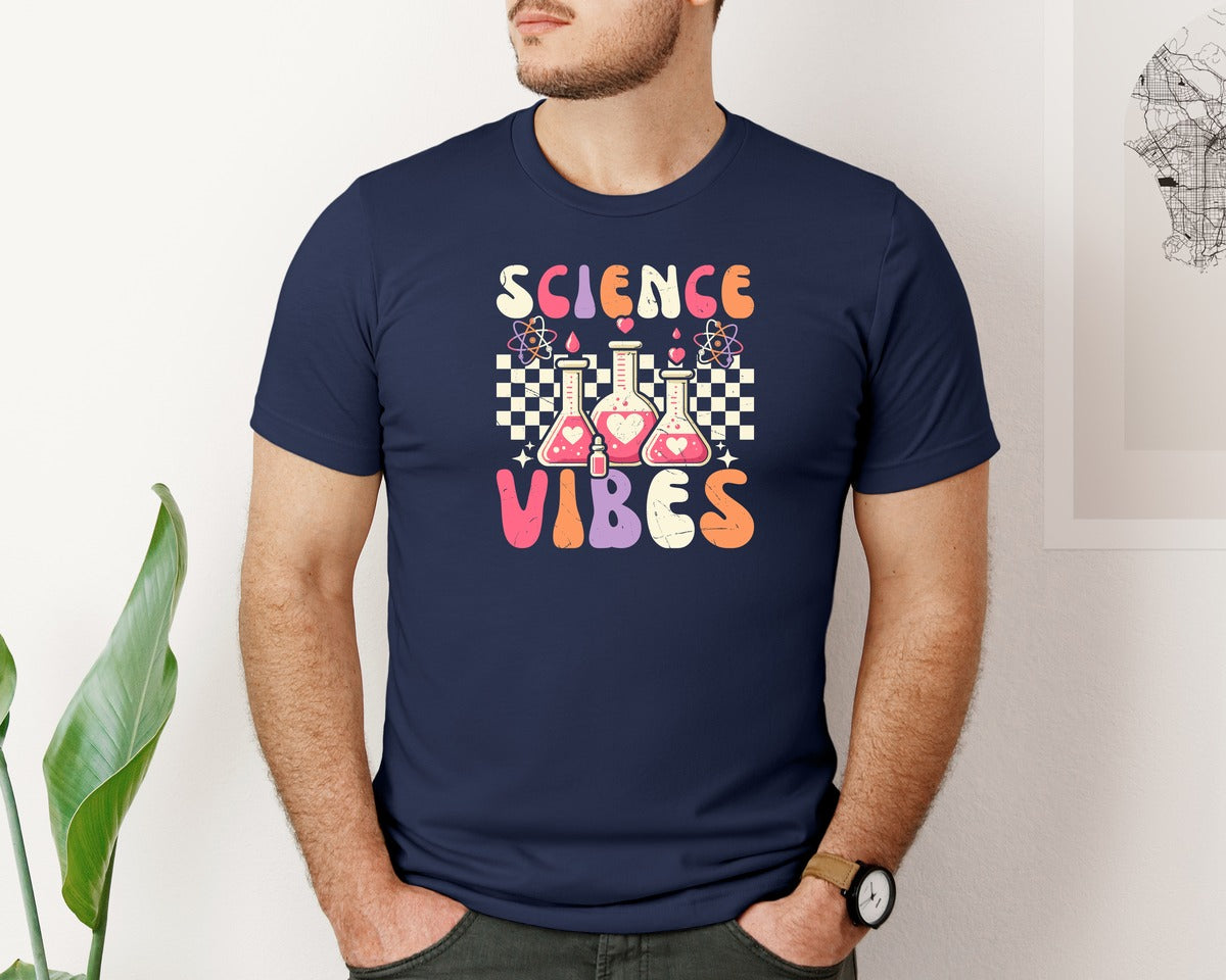 brand:Bella Canvas|color:Navy|Groovy Science Vibes Chemistry T Shirt Graphic T-Shirt