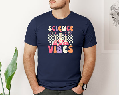 brand:Bella Canvas|color:Navy|Groovy Science Vibes Chemistry T Shirt Graphic T-Shirt