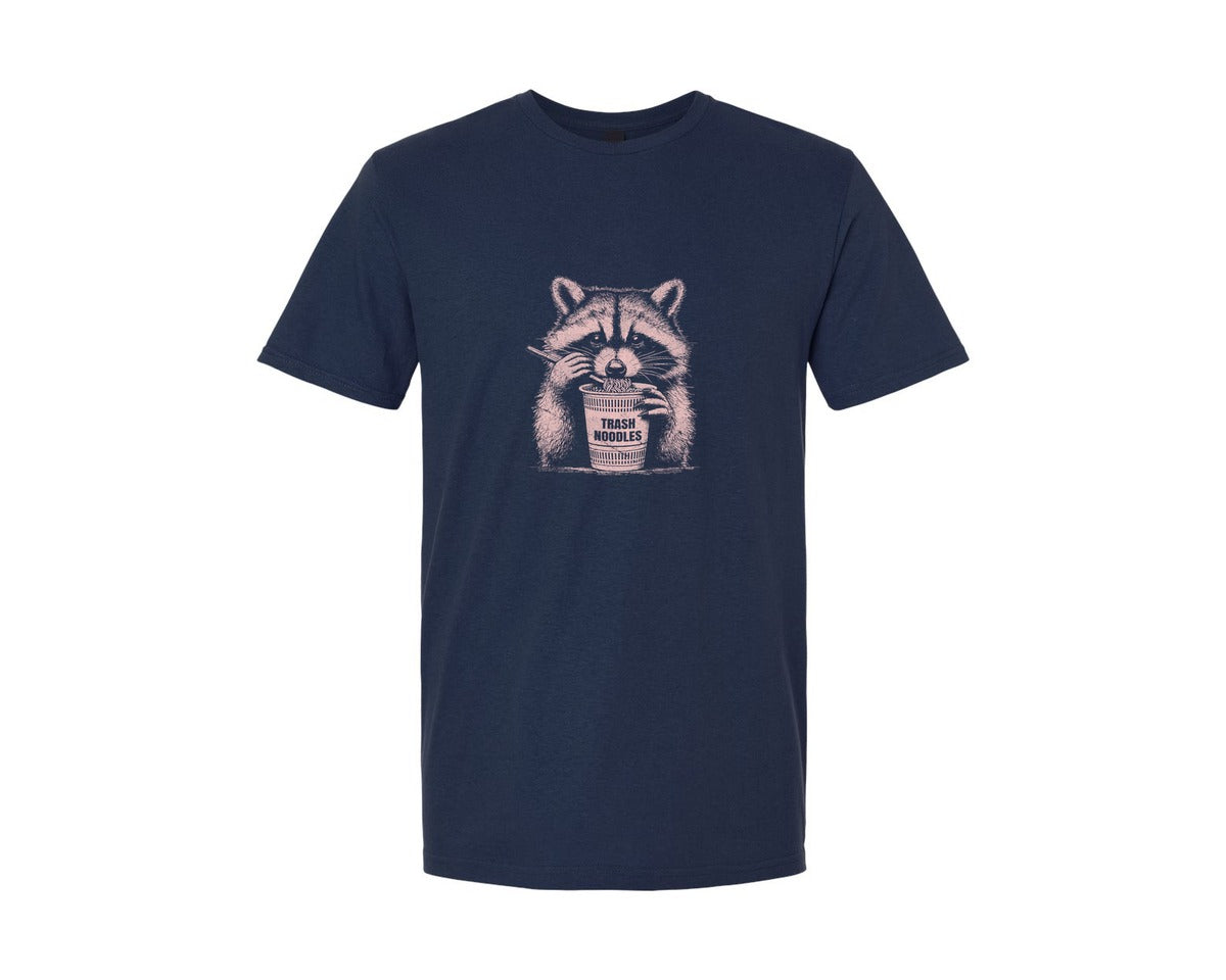 brand:Generic|color:Navy|Raccoon Eating Noodle 99 Problems Shirt Graphic T-Shirt