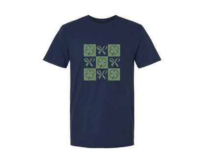 brand:Generic|color:Navy|Retro Checkered St Patricks Day 9 Graphic T-Shirt