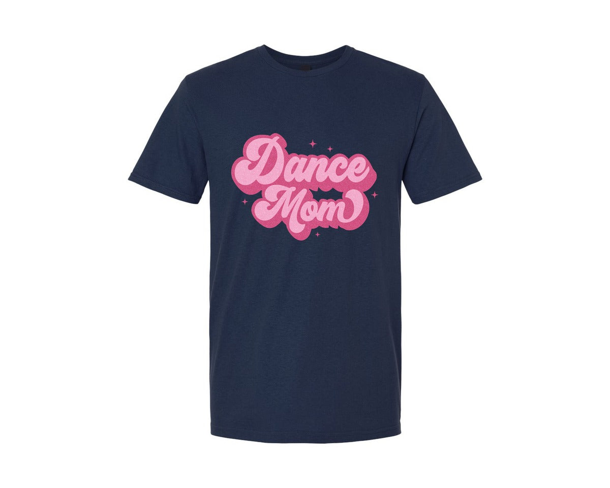 brand:Generic|color:Navy|Dance Mom Retro Dancer Mama Glitter Graphic T-Shirt
