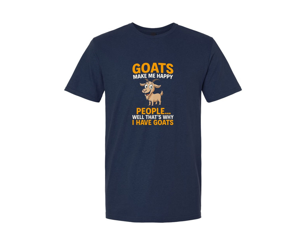 brand:Generic|color:Navy|Goats Make Me Happy Funny Quote T Shirt Graphic T-Shirt