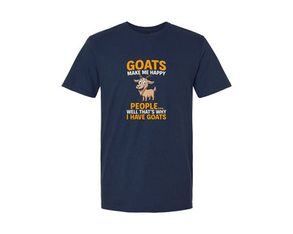 brand:Generic|color:Navy|Goats Make Me Happy Funny Quote T Shirt Graphic T-Shirt