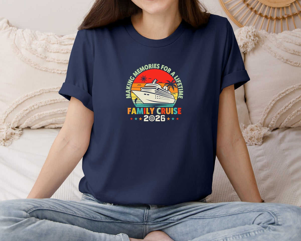 brand:Bella Canvas|color:Navy|Family Cruise 2026 Cruise Family Trip Graphic T-Shirt
