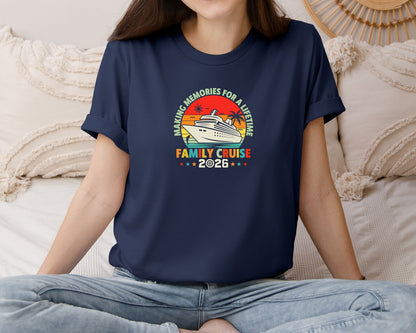 brand:Bella Canvas|color:Navy|Family Cruise 2026 Cruise Family Trip Graphic T-Shirt