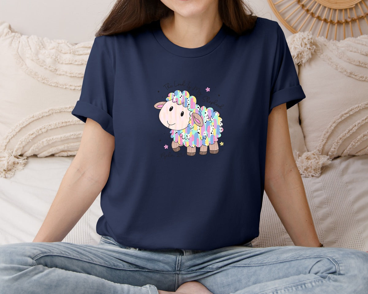 brand:Bella Canvas|color:Navy|The Lord Is My Shepherd Easter 10 Graphic T-Shirt