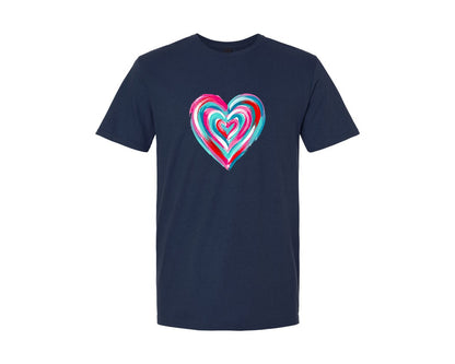 brand:Generic|color:Navy|Bright Abstract Brushstroke Heart Graphic T-Shirt