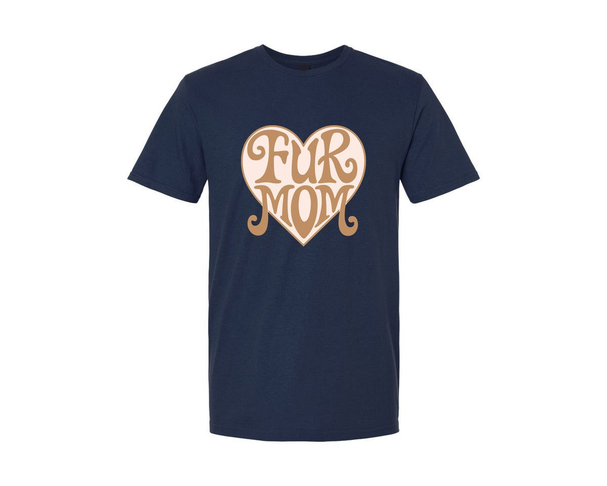 brand:Generic|color:Navy|Fur Mom Cute Crazy Cat Lady Quote Graphic T-Shirt