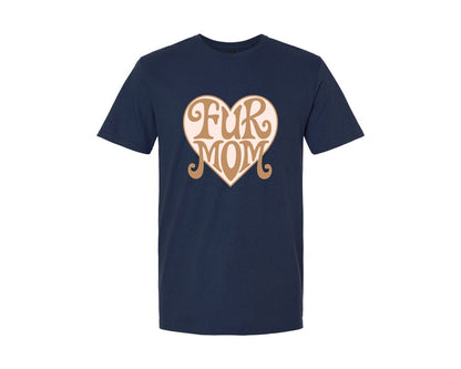 brand:Generic|color:Navy|Fur Mom Cute Crazy Cat Lady Quote Graphic T-Shirt
