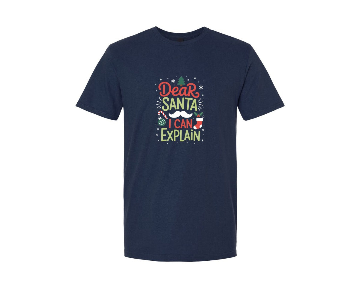 brand:Generic|color:Navy|Dear Santa I Can Explain Christmas 11 Graphic T-Shirt
