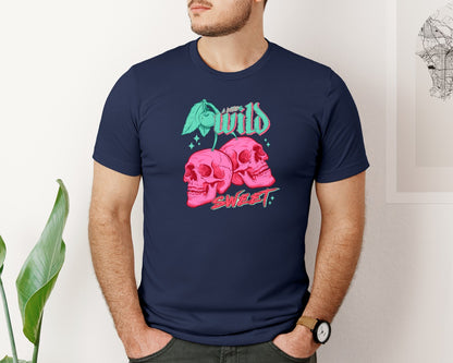 brand:Bella Canvas|color:Navy|A Little Wild Sweet Skull File 2 Graphic T-Shirt