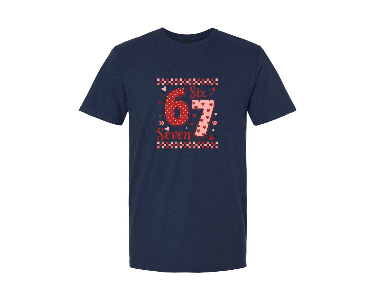 brand:Generic|color:Navy|Vairal Meme 67 Valentines Day Design Graphic T-Shirt
