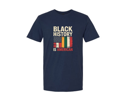 brand:Generic|color:Navy|Black History American Flag Afrocen Graphic T-Shirt