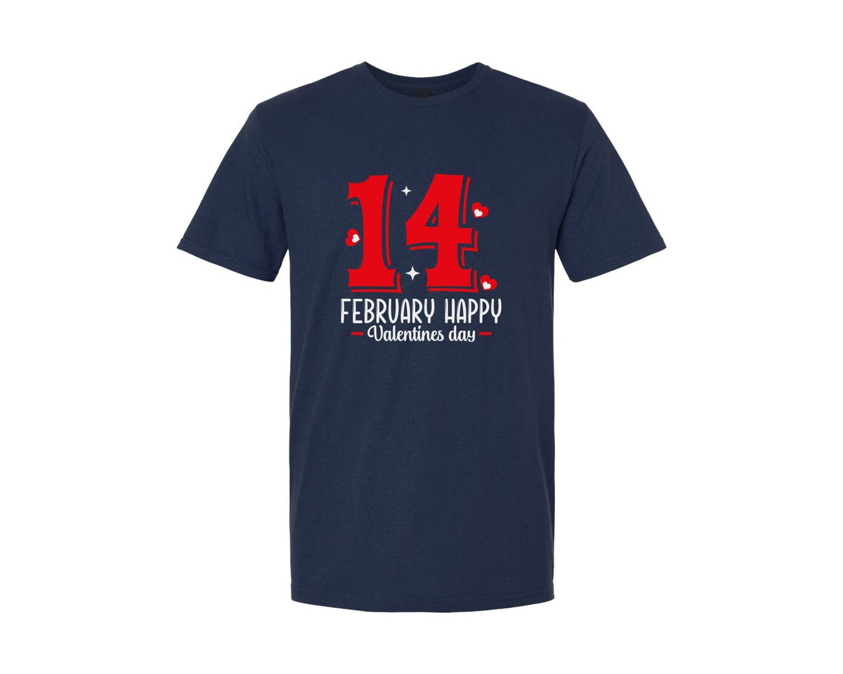 brand:Generic|color:Navy|14 February Happy Valentines Day 7 Graphic T-Shirt