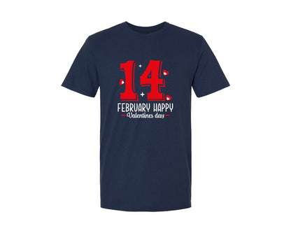 brand:Generic|color:Navy|14 February Happy Valentines Day 7 Graphic T-Shirt