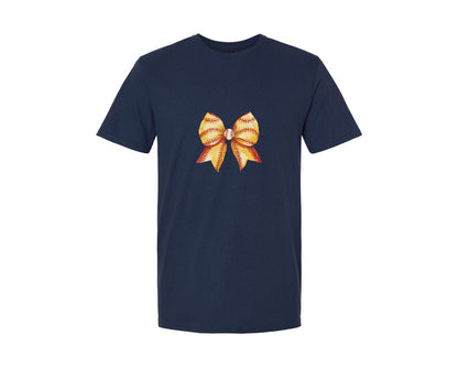 brand:Generic|color:Navy|Watercolor Sports Bows Retro Footba Graphic T-Shirt