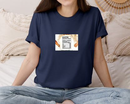 brand:Bella Canvas|color:Navy|Easter Nutrition Facts Easter 2 Graphic T-Shirt
