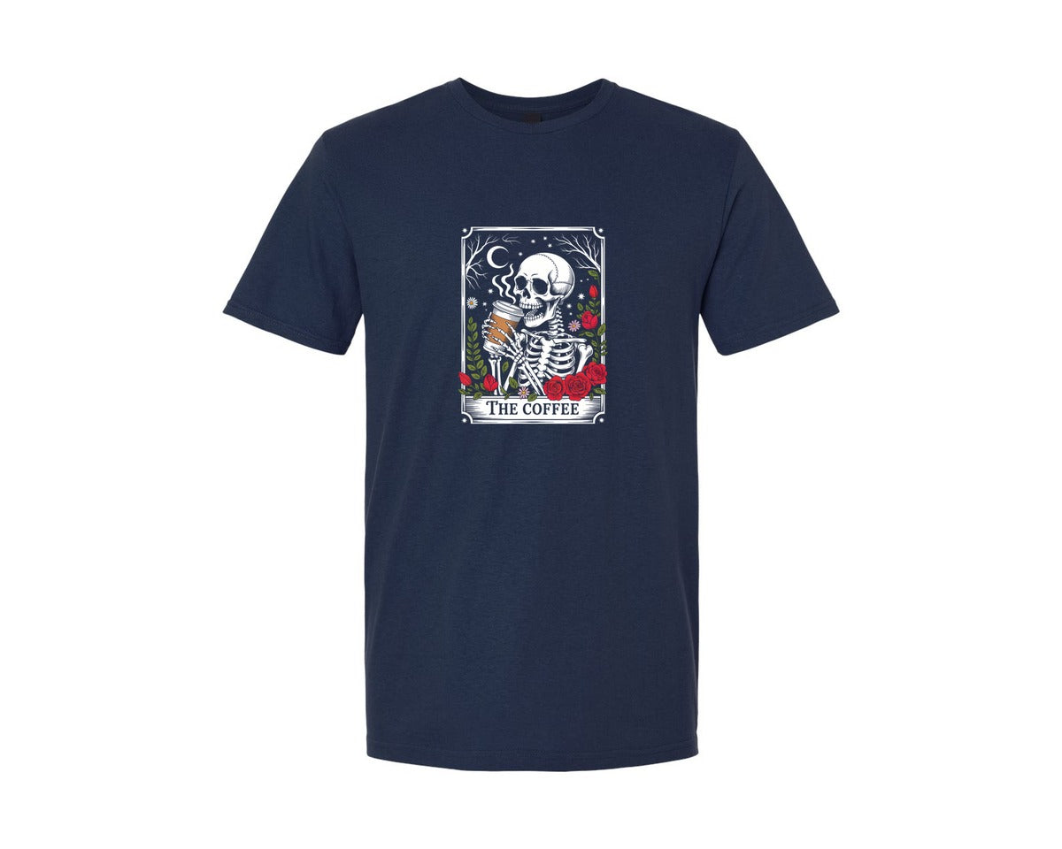 brand:Generic|color:Navy|Tarot Cards The Coffee Witchy Vibes Graphic T-Shirt