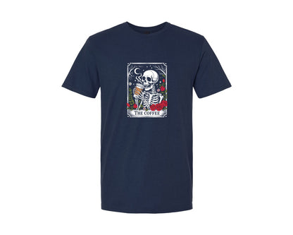 brand:Generic|color:Navy|Tarot Cards The Coffee Witchy Vibes Graphic T-Shirt