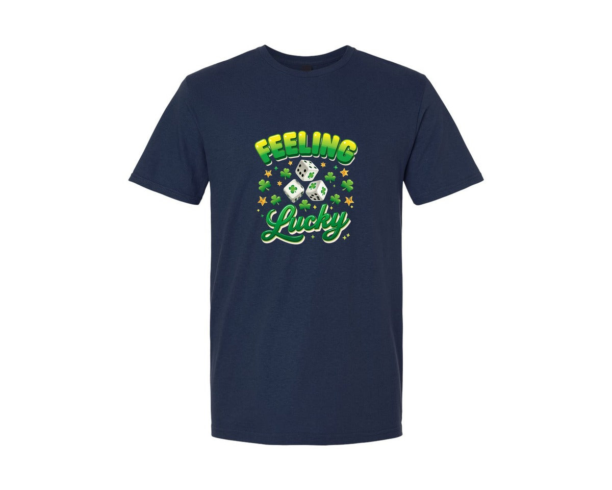 brand:Generic|color:Navy|Feeling Lucky St Patricks Day 9 Graphic T-Shirt