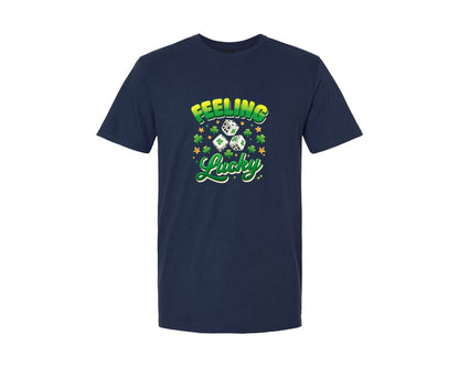 brand:Generic|color:Navy|Feeling Lucky St Patricks Day 9 Graphic T-Shirt