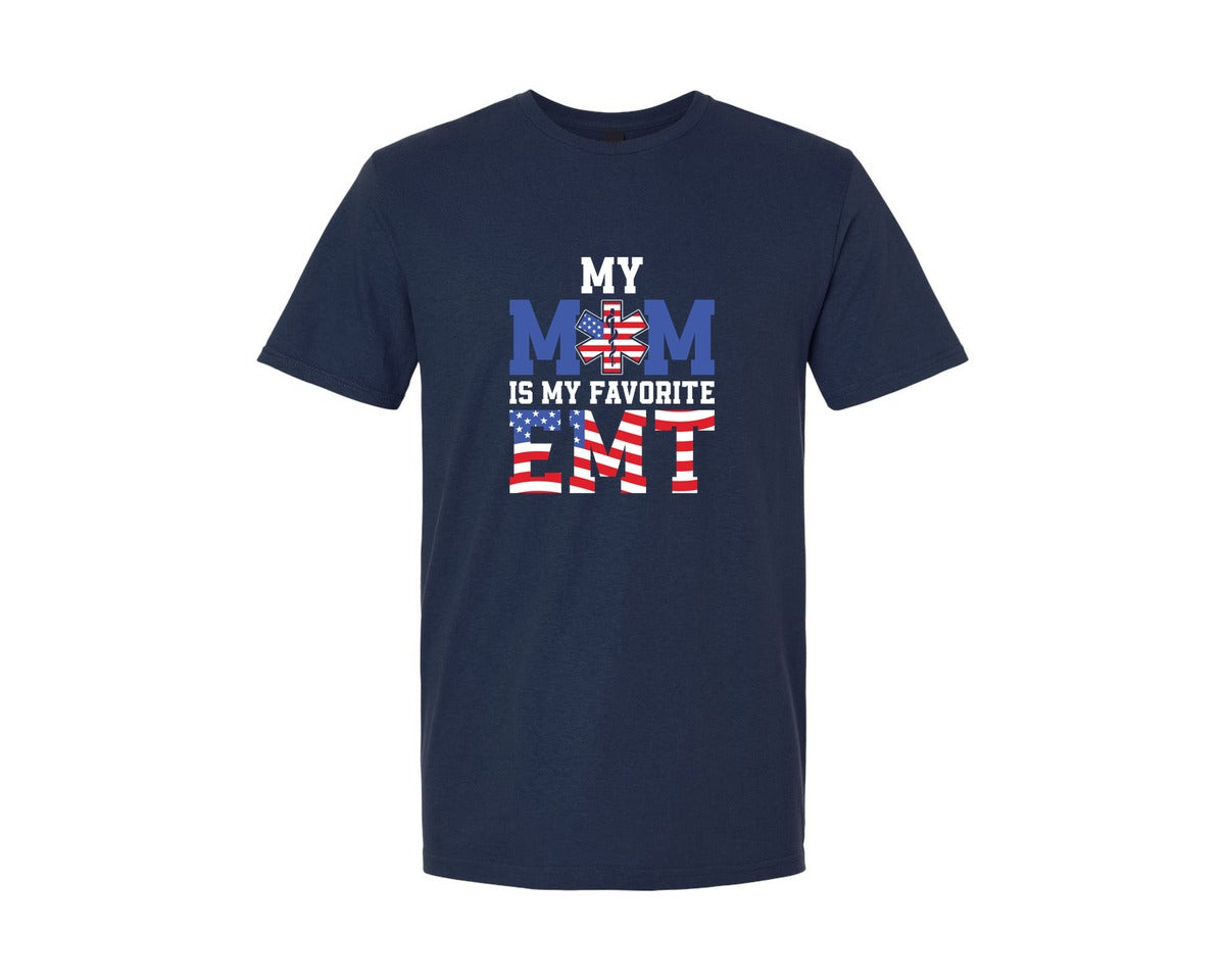 brand:Generic|color:Navy|My Mom Is My Favorite Emt T Shirt Design Graphic T-Shirt