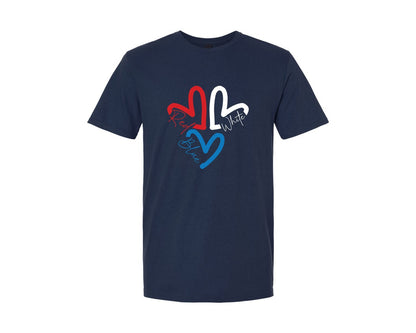 brand:Generic|color:Navy|Heart 4Th Of July Red White Blue Pa Graphic T-Shirt