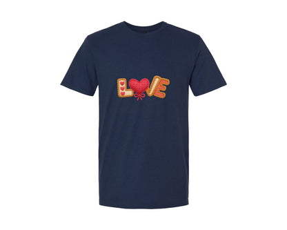 brand:Generic|color:Navy|Latch Hook Yarn Love Valentines Day Graphic T-Shirt