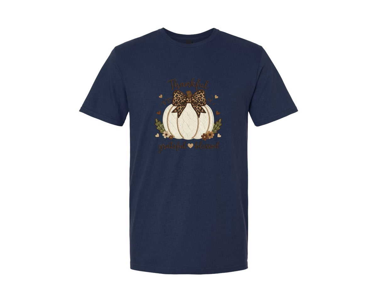 brand:Generic|color:Navy|Yarn Crochet Grateful Thankful Blessed Graphic T-Shirt