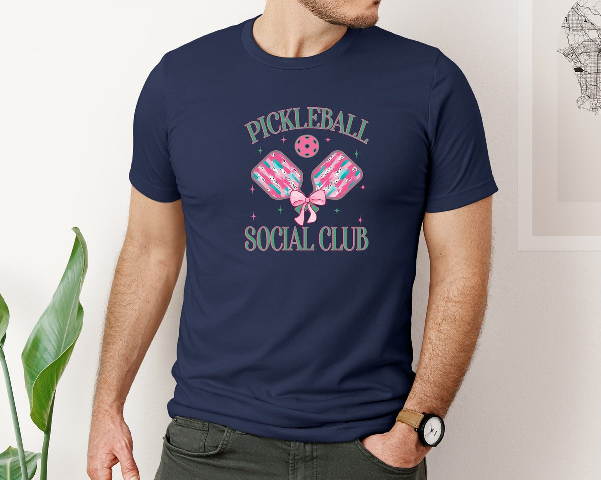 brand:Bella Canvas|color:Navy|Glitter Pickleball Preppy Graphic T-Shirt