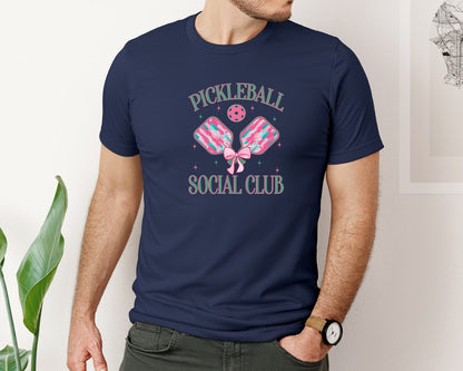 brand:Bella Canvas|color:Navy|Glitter Pickleball Preppy Graphic T-Shirt