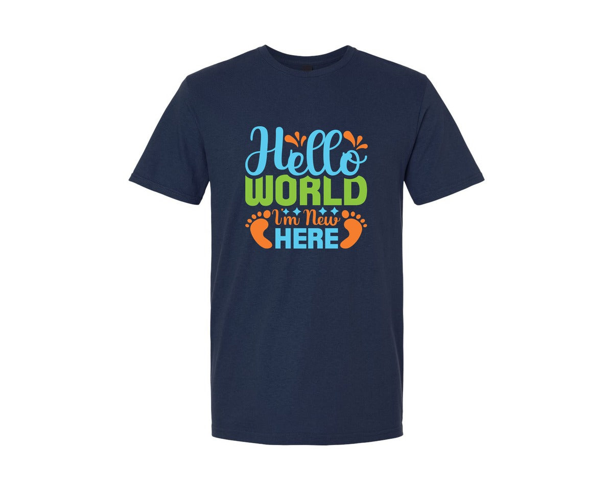 brand:Generic|color:Navy|Hello World Im New Here Cut File 18 Graphic T-Shirt