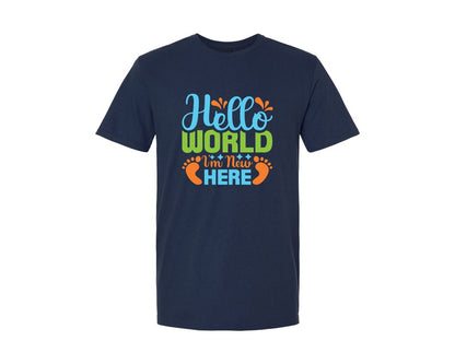 brand:Generic|color:Navy|Hello World Im New Here Cut File 18 Graphic T-Shirt