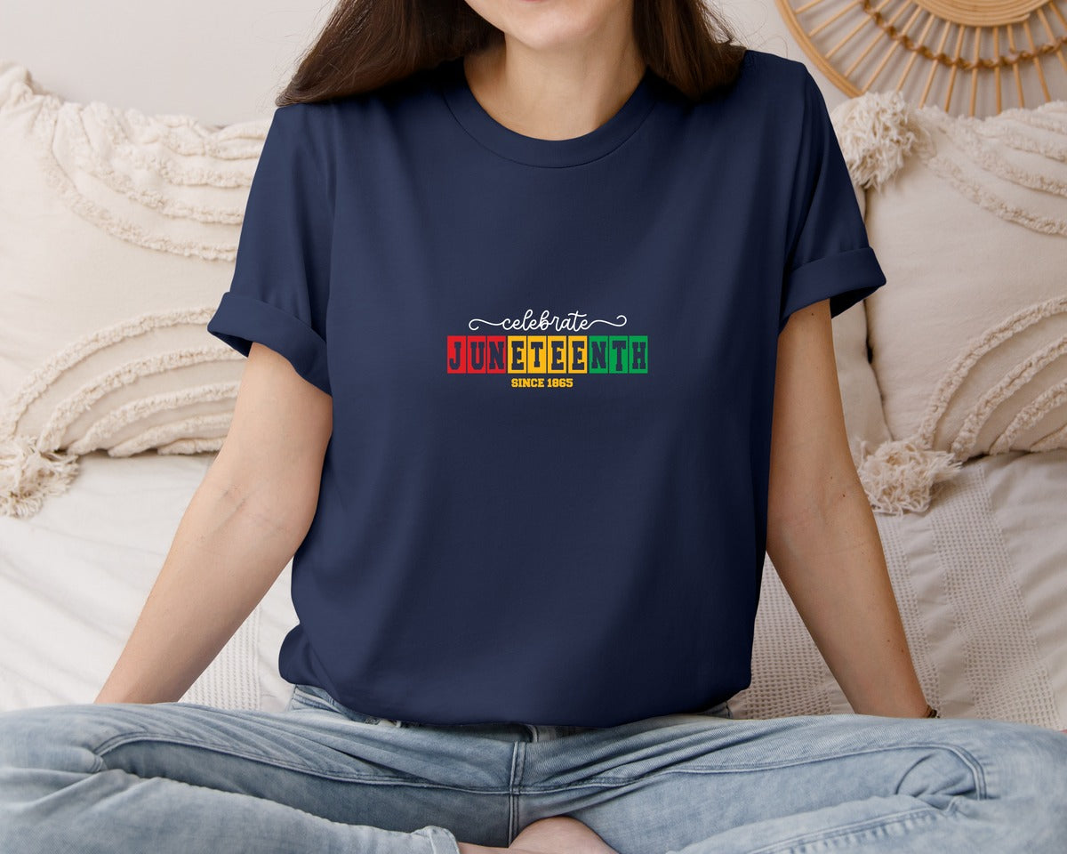 brand:Bella Canvas|color:Navy|Juneteenth Celebrate Black History 6 Graphic T-Shirt