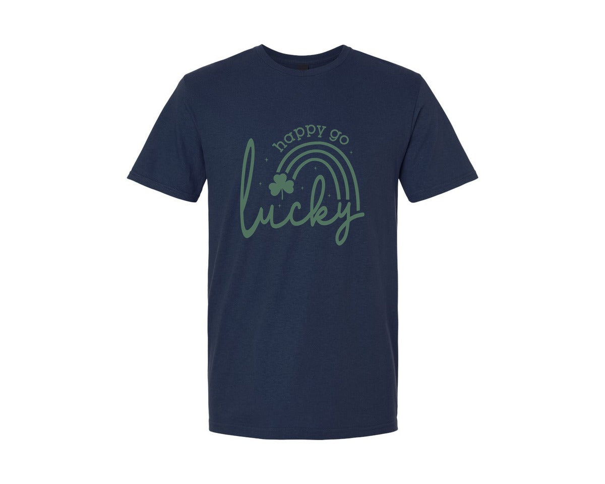brand:Generic|color:Navy|St Patricks Day Happy Go Lucky 5 Graphic T-Shirt