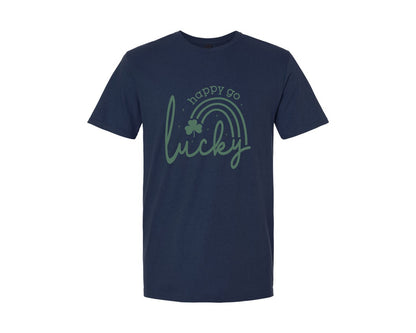 brand:Generic|color:Navy|St Patricks Day Happy Go Lucky 5 Graphic T-Shirt