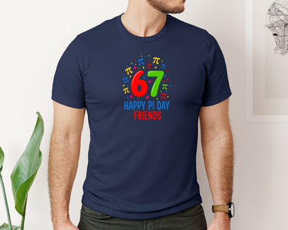 brand:Bella Canvas|color:Navy|67 Happy Pi Day Friends Graphic T-Shirt