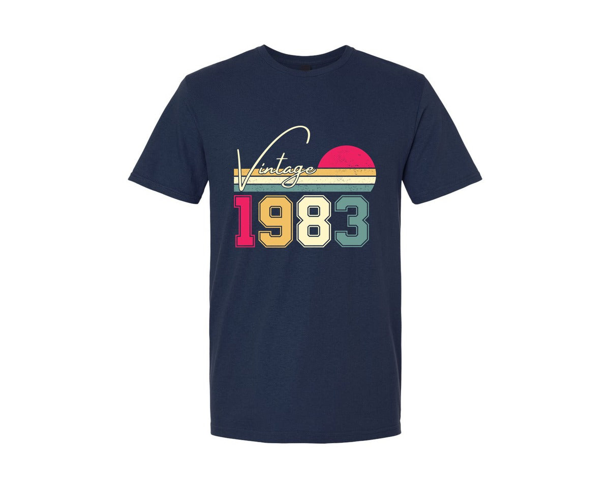 brand:Generic|color:Navy|Vintage Classic Born In 1983 Birthday Graphic T-Shirt