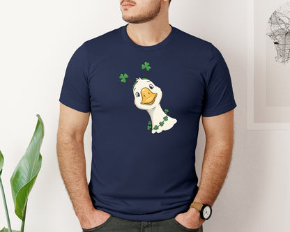 brand:Bella Canvas|color:Navy|Funny St Patricks Day Peeking Goose Graphic T-Shirt