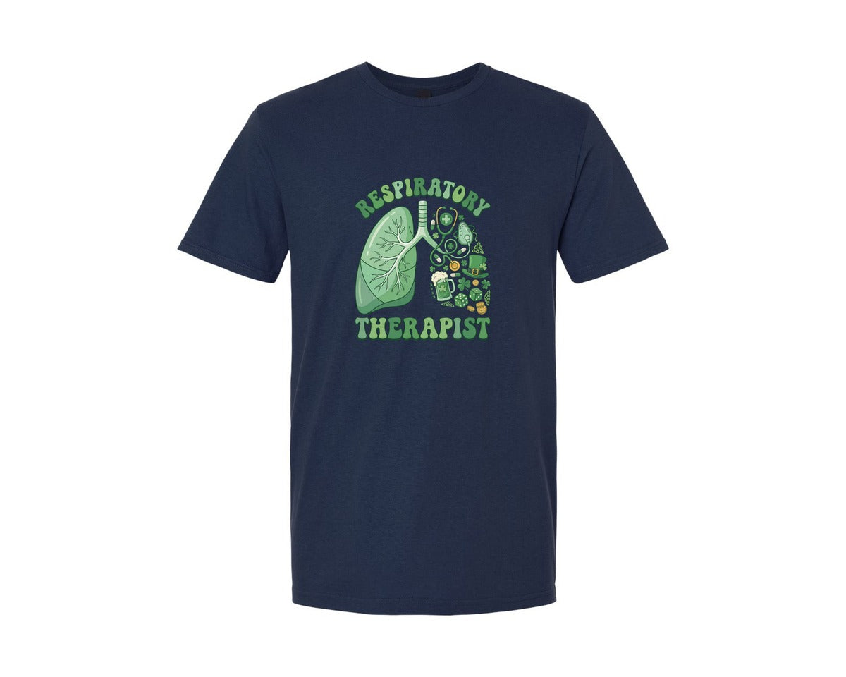 brand:Generic|color:Navy|Respiratory Therapist St Patricks Day 2 Graphic T-Shirt