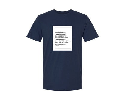 brand:Generic|color:Navy|Choose Christ Quote Erika Kirk Charlie Graphic T-Shirt