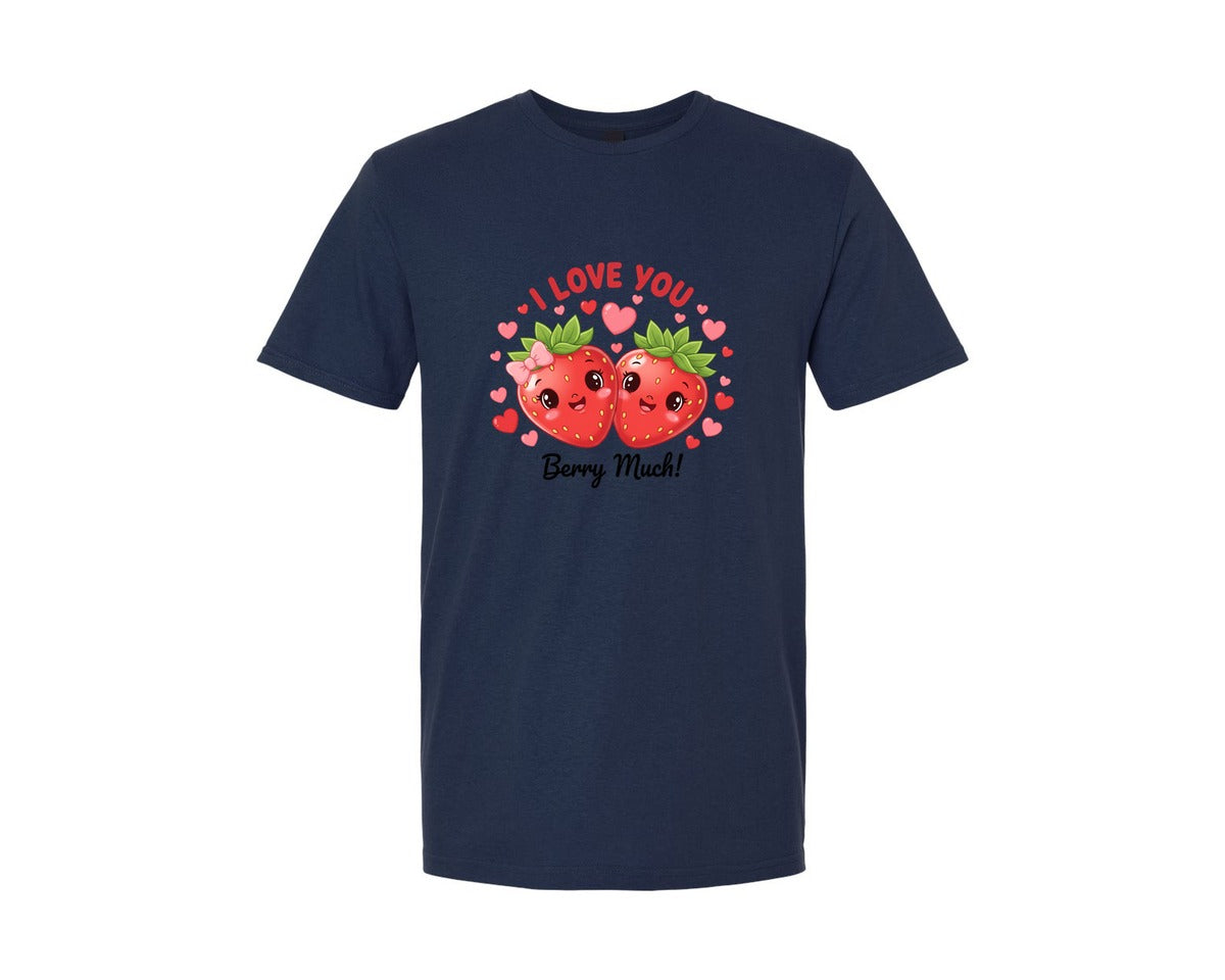 brand:Generic|color:Navy|I Love You Berry Much 2 Graphic T-Shirt