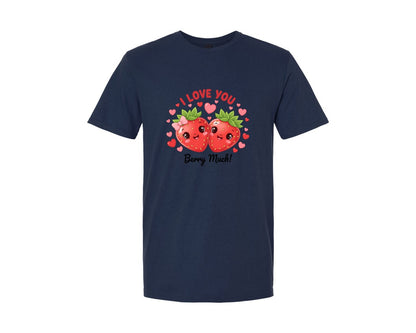 brand:Generic|color:Navy|I Love You Berry Much 2 Graphic T-Shirt