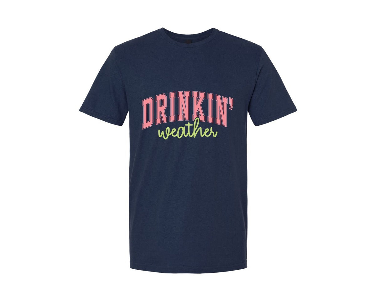 brand:Generic|color:Navy|Drinkin Weather Drinking Weather Graphic T-Shirt