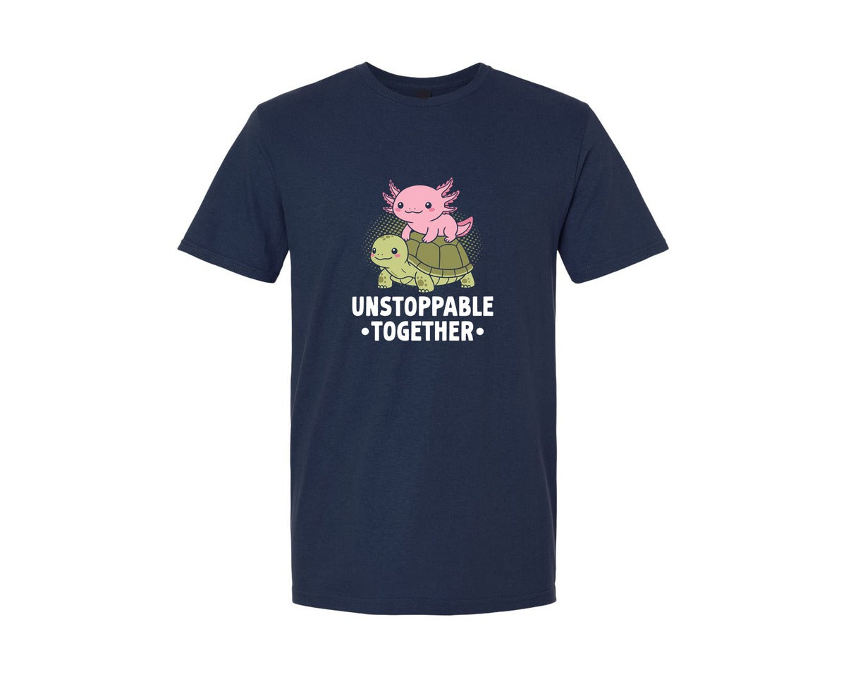 brand:Generic|color:Navy|Cute Axolotl Turtle Duo T Shirt Graphic T-Shirt