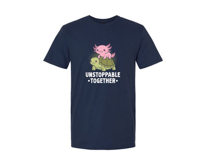 brand:Generic|color:Navy|Cute Axolotl Turtle Duo T Shirt Graphic T-Shirt