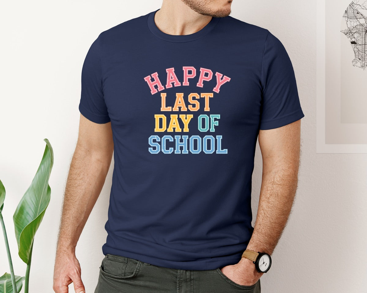 brand:Bella Canvas|color:Navy|Retro Happy Last Day Of School 2 Graphic T-Shirt