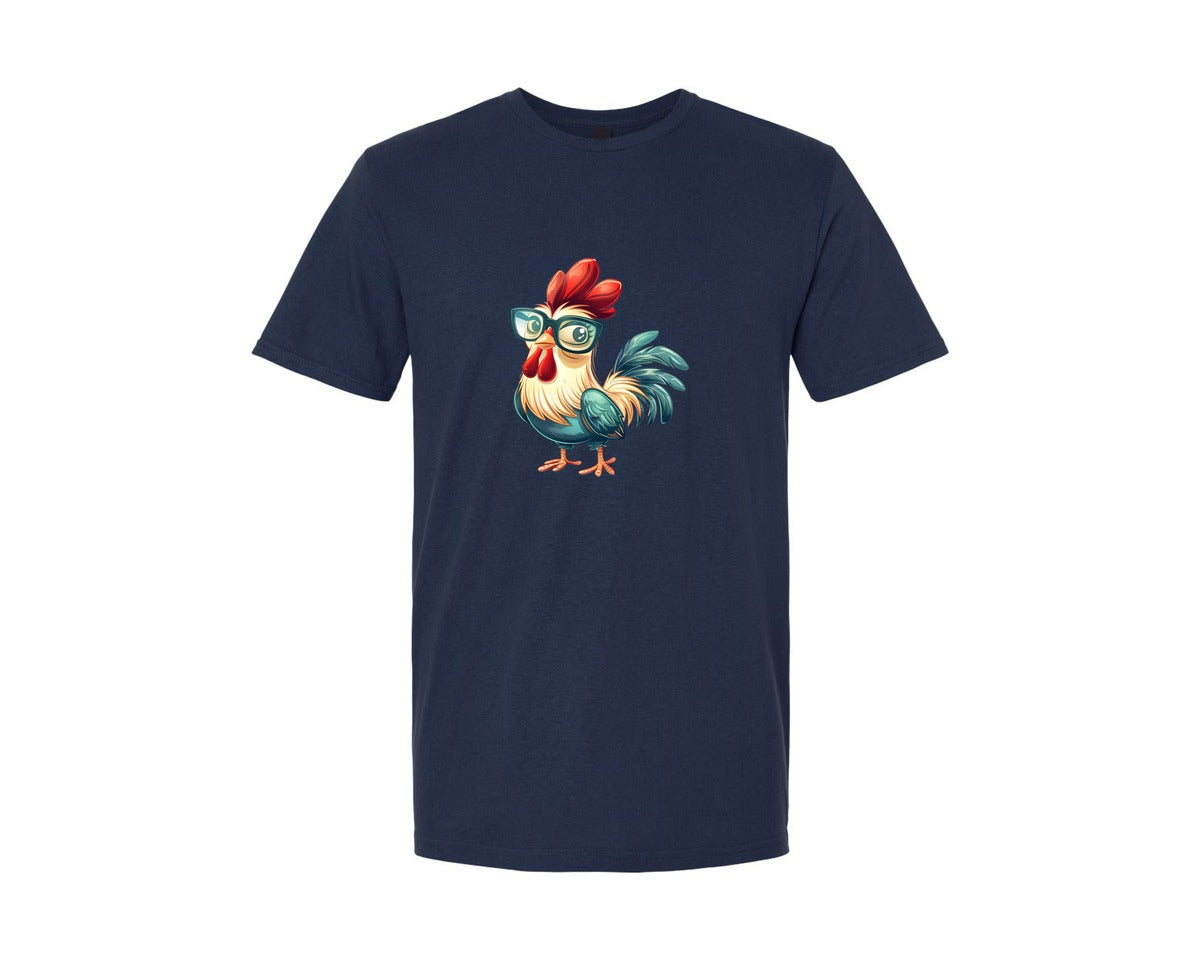 brand:Generic|color:Navy|Cute Cartoon Rooster Design Graphic T-Shirt