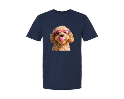brand:Generic|color:Navy|Valentine Funny Dog Pink Bubblegum 5 Graphic T-Shirt