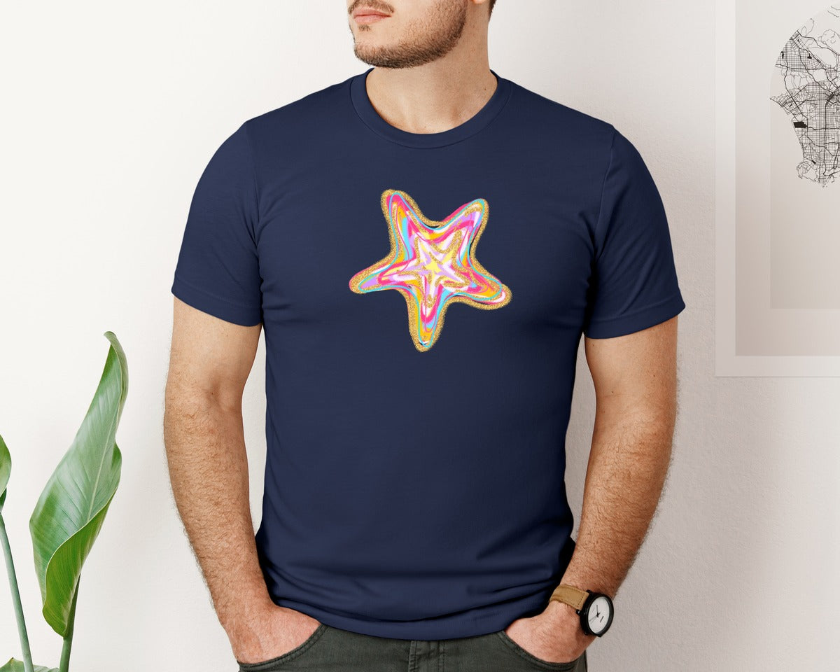 brand:Bella Canvas|color:Navy|Preppy Summer Starfish Graphic T-Shirt